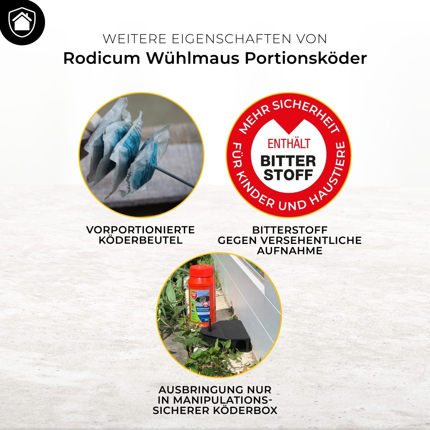 PROTECT HOME Rodicum Wühlmaus Portionsköder, Wühlmausgift, auslegefertige Köder zur Wühlmausbekämpfung, 250 g Dose