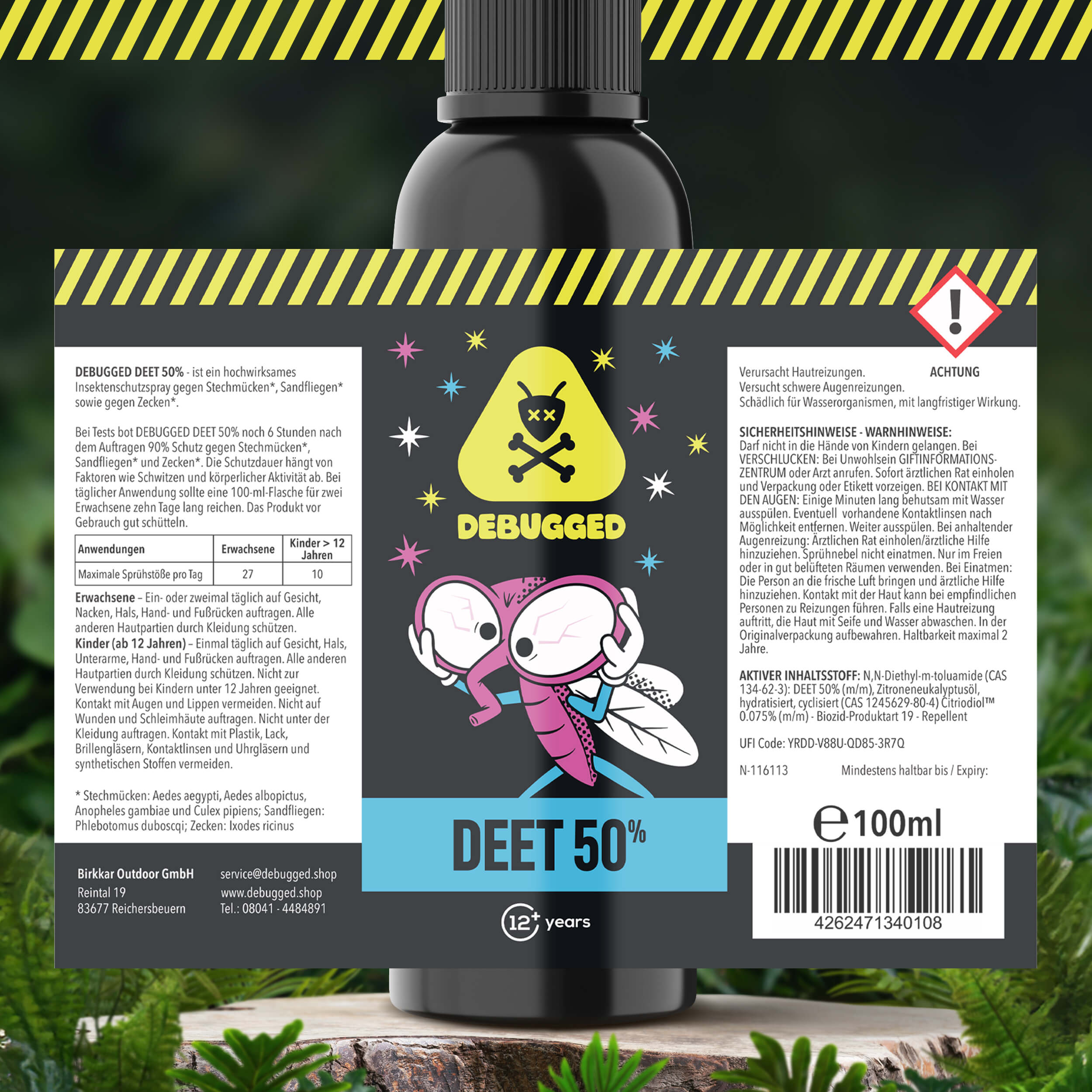 debugged DEET 50% Spray 100ml - Hochwirksamer Mückenschutz für Tropen und Outdoor - Insektenschutz gegen Mücken, Moskitos & Zecken