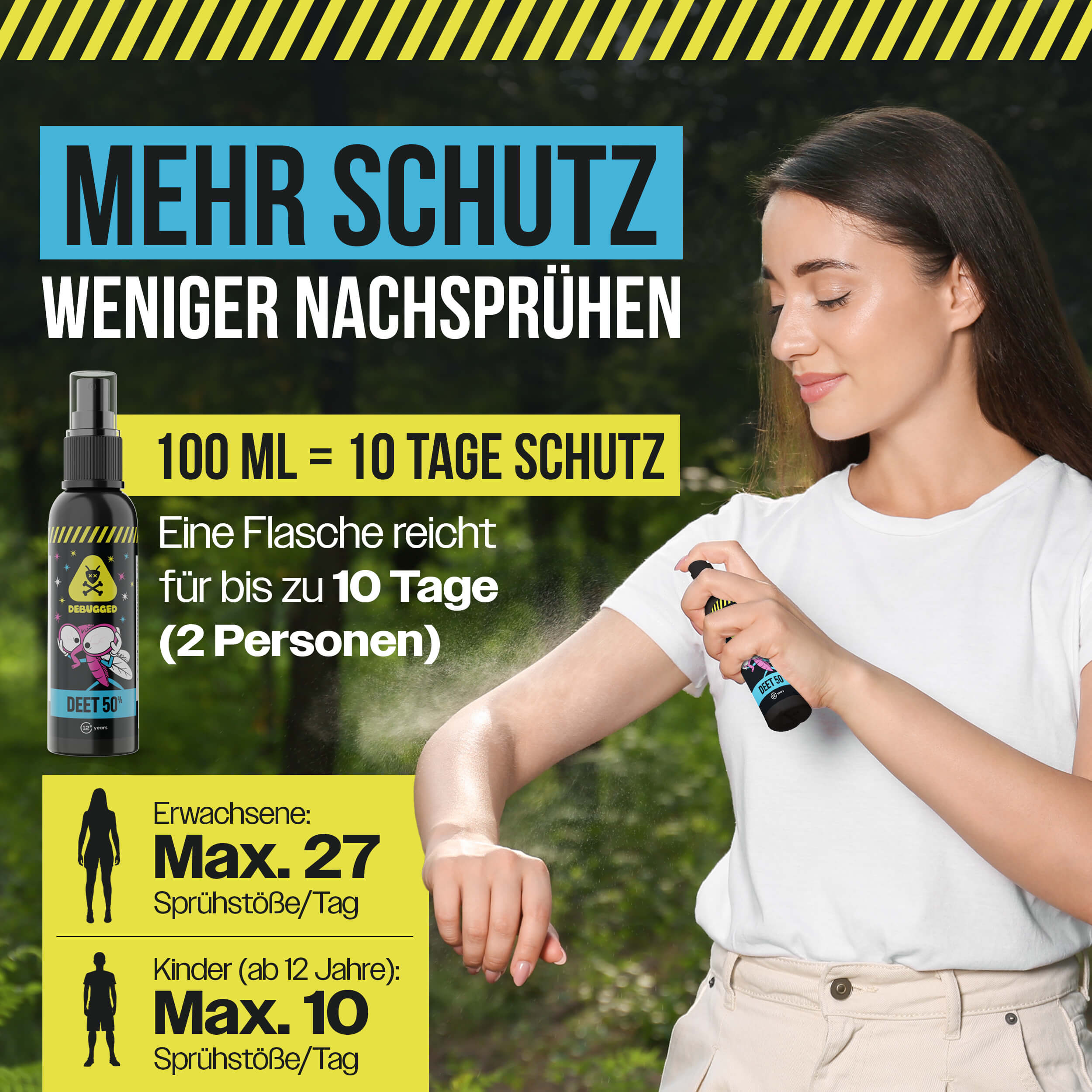 debugged DEET 50% Spray 100ml - Hochwirksamer Mückenschutz für Tropen und Outdoor - Insektenschutz gegen Mücken, Moskitos & Zecken