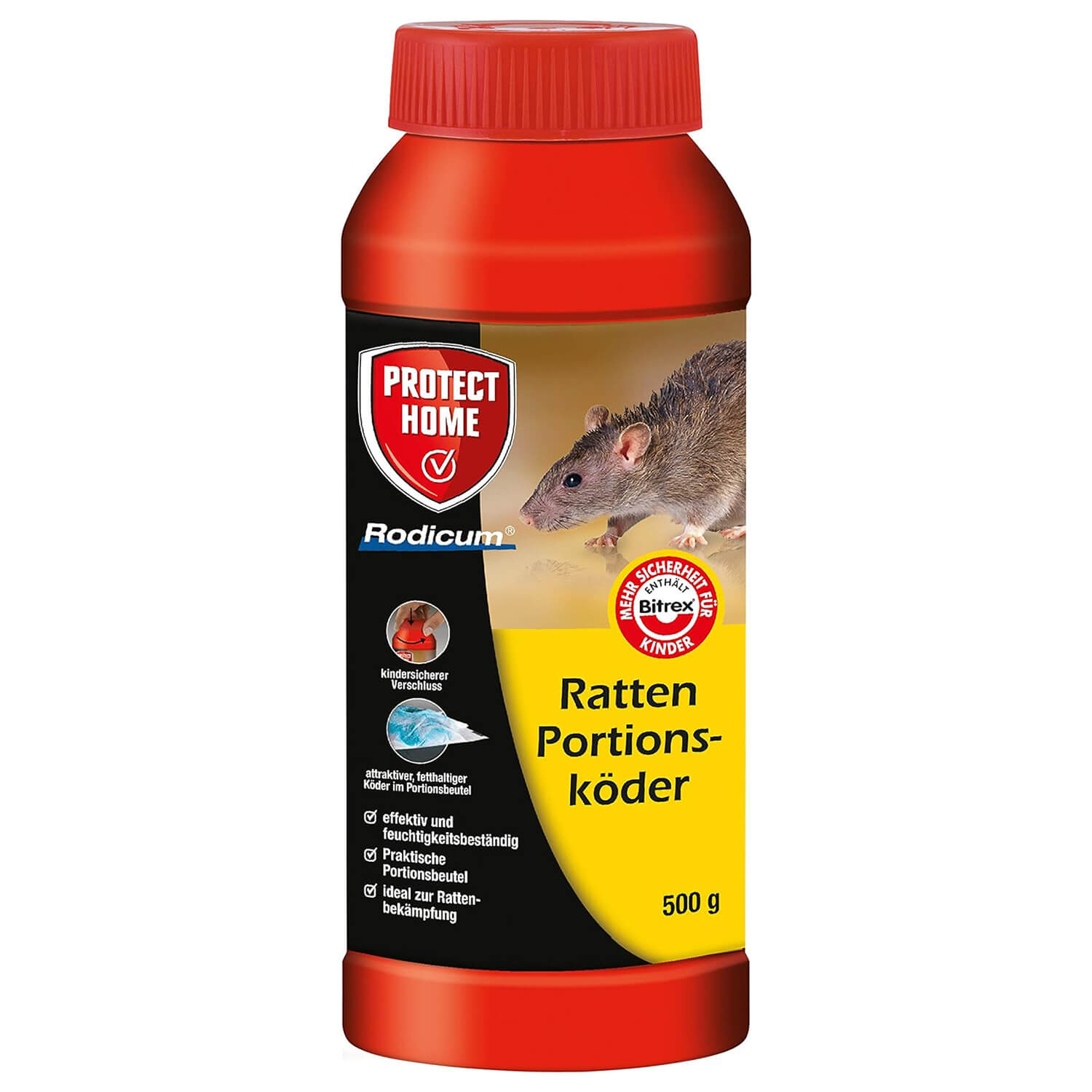 PROTECT HOME Rodicum Ratten Portionsköder, vorportionierte Rattenköder, 500 g Dose